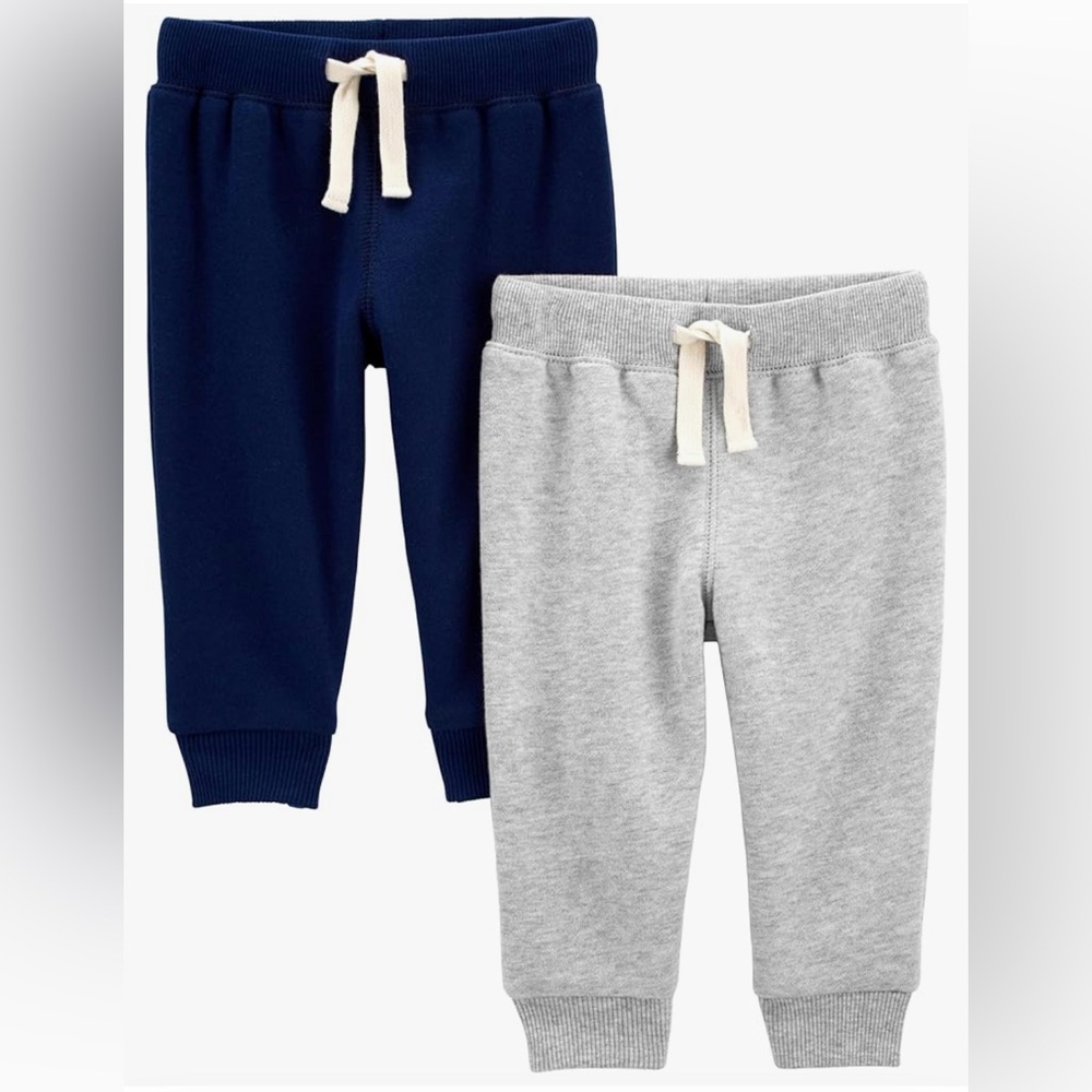 CARTER’S - Set of 2 - 5T Boys Light Gray and Navy Blue Pull on Fleece Pants EUC